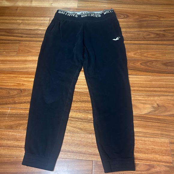 Hollister y2kWomens Medium Black Jogger Sweatpants Logo Waistband Casual - Picture 1 of 7